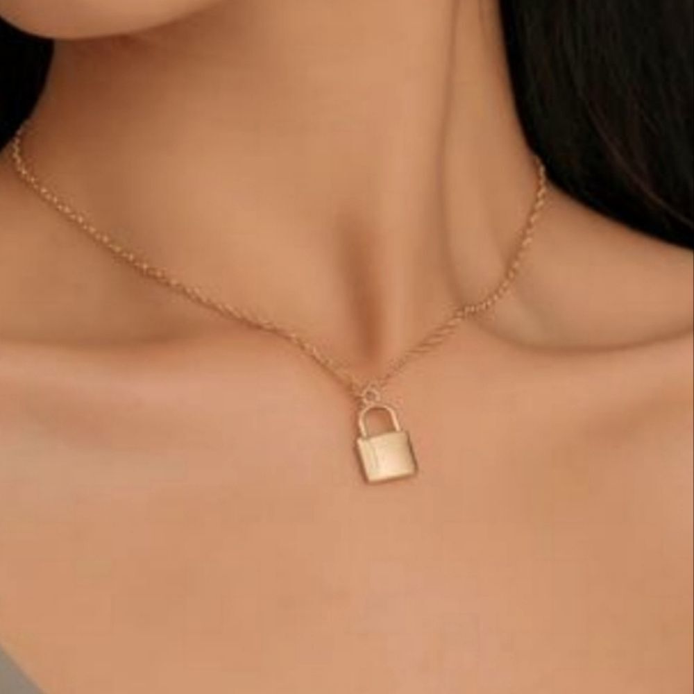 - - Gold padlock necklace